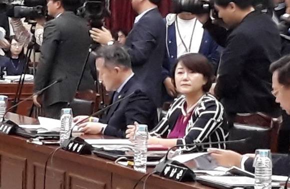 24일 부산시 국정감사 질의에서 더불어민주당 이재정 국회의원(행정안전위원회, 비례대표)은 지난 `14년 부산영화제의 다이빙벨 상영 취소 압박 논란 당시 김기춘 대통령 비서실장이 서병수 시장에게 전화를 한 사실이 있다고 지적했다. (사진=CNB 뉴스 이소정 기자)