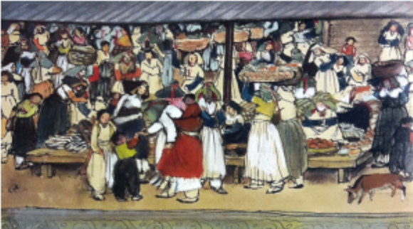 안도 요시시게 作 <시장풍경>(1929)