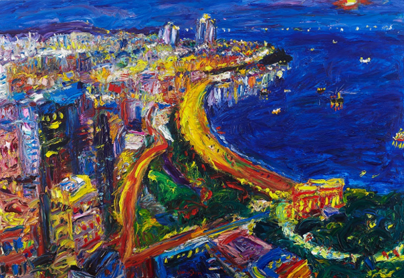 해운대의 밤(신용직 作, Oil on canvas, 2016). (사진=부산은행)